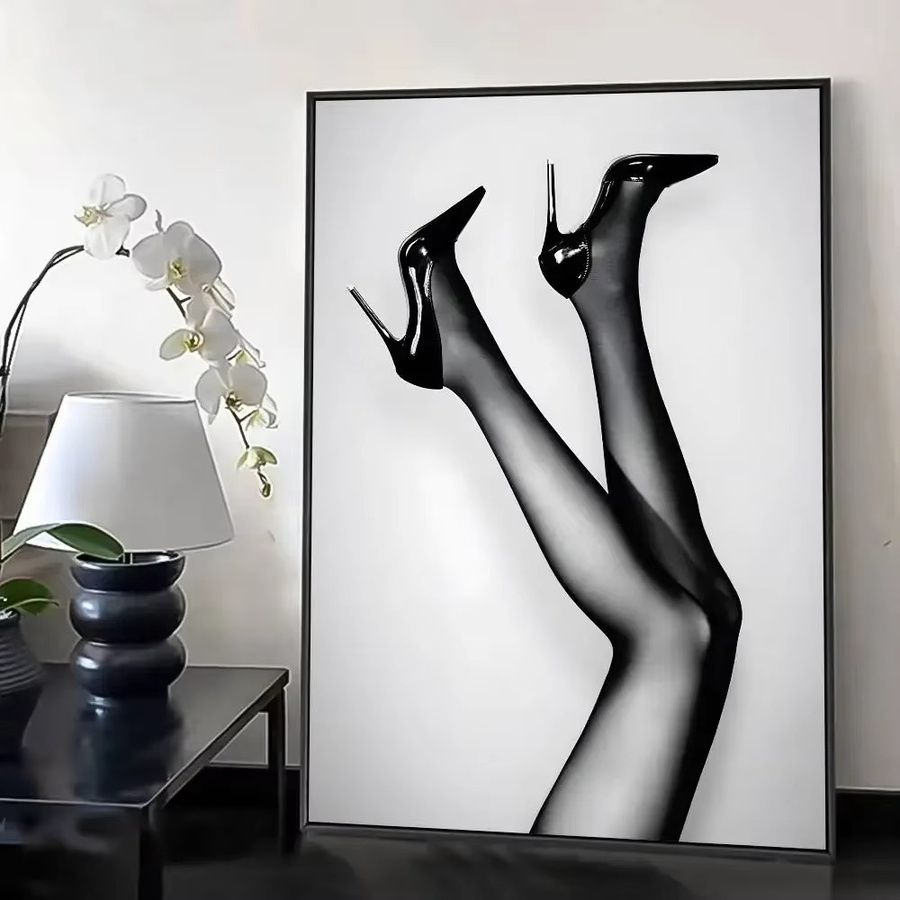 Potdemiel Kate Moss Portrait Leinwand Wandkunst in Schwarz-Weiß für moderne Wohnzimmer und Schlafzimmer - Bild 5