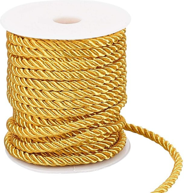 Goldene Seidenschnur als dekorativer Besatz, 18 Meter gedrehtes Seil mit 5 mm Durchmesser für Heimdekoration und Handarbeit - Bild 1