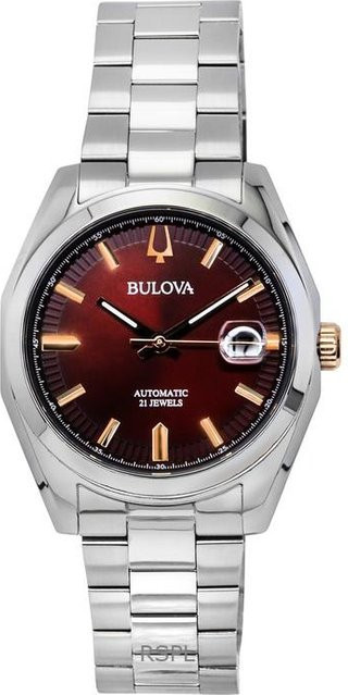 Bulova Armbanduhr Edelstahl, Automatik, Burgunder, Herren - Bild 1