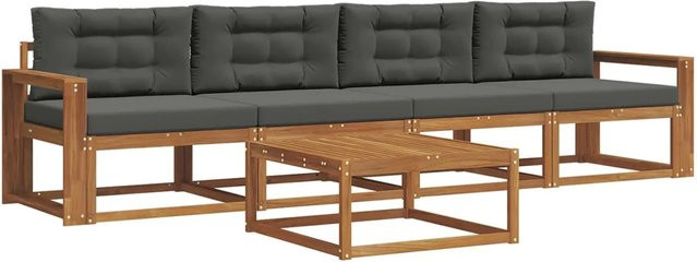 vidaXL Outdoor-Sofagarnitur aus Akazienholz mit Kissen in Anthrazit und Natur - Bild 1