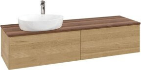 V&B Waschtischunterschrank Antao ohne Frontstruktur in Weiß und Eiche Honig, B: 160 cm, T: 50 cm - Bild 1