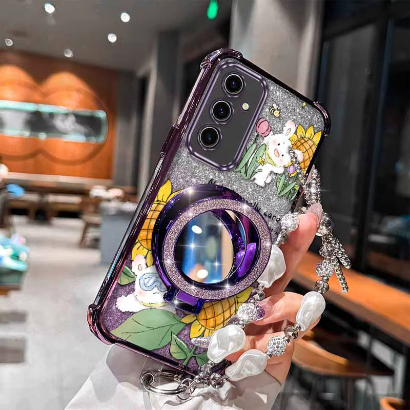 Happy Rabbit Handyhülle mit Lanyard für Samsung Galaxy S24 Ultra S25 FE S21 S20 und weitere Modelle in Purple Multicolour - Bild 2