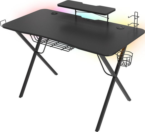 Genesis Gaming Tisch HOLM 300 RGB Gaming Desk in Schwarz mit RGB-Beleuchtung, Breite: 120 cm, Tiefe: 75 cm, Höhe: 25 cm