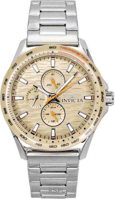 Invicta Racing GMT Armbanduhr Edelstahl, Quarz, sandfarben, Herren - Bild 1
