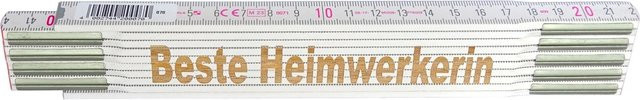 Stabila Zollstock aus Holz mit Lasergravur Beste Heimwerkerin, Farbe: Weiß, Länge: 2 m - Bild 1