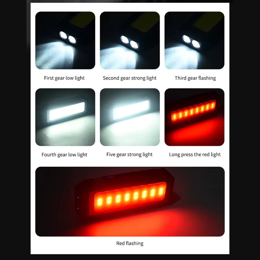 LONGRIVER Multifunktionale LED-Taschenlampe in Schwarz mit USB-wiederaufladbarem Akku, COB-Arbeitsleuchte mit Magnet für Outdoor und Arbeit - Bild 6