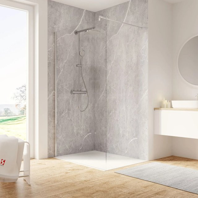 Schulte Walk In Duschwand Garant 2.0 Duschkabine in Chromoptik und Transparent, B: 90 cm, H: 200 cm - Bild 1