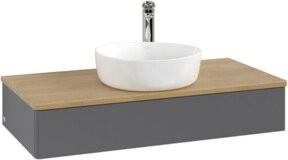 V&B Waschtischunterschrank Antao mit Beleuchtung, Eiche Honig, Anthrazit lackiert, B/T/H: 100 x 50 x 19 cm - Bild 1