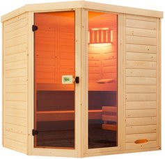 WEKA Massivholzsauna Laukkala 2 für 6 Personen in Braun inklusive 4 kW Ofen mit externer Steuerung - Bild 1