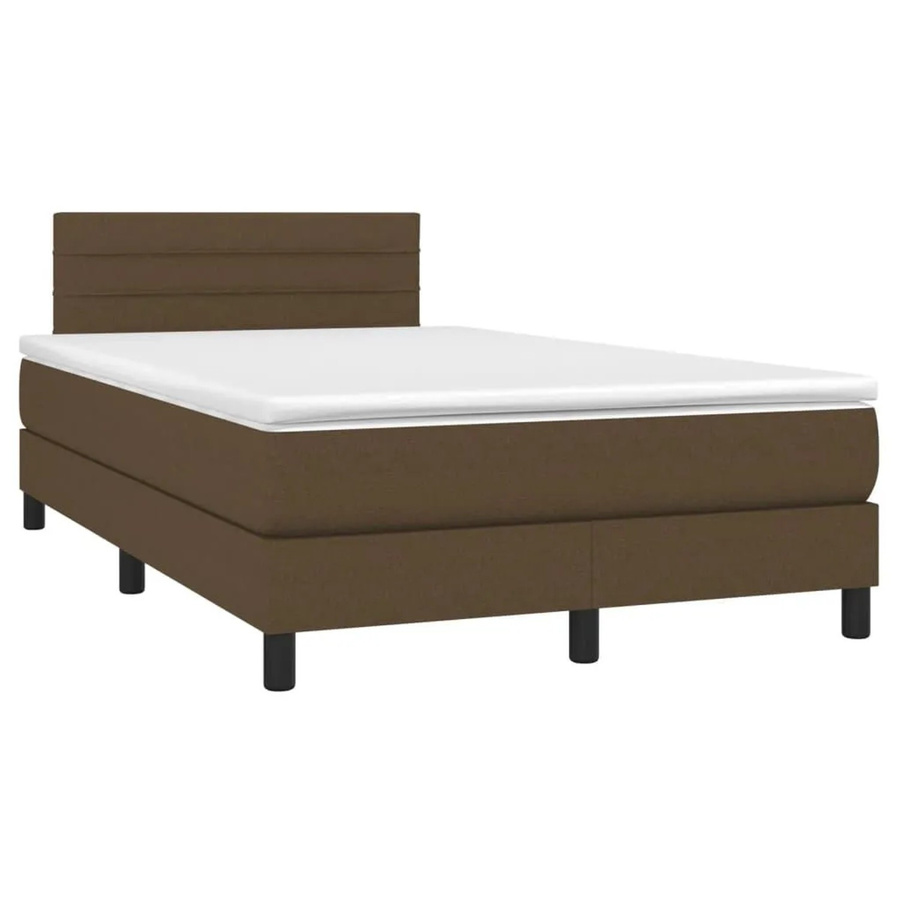 vidaXL Boxspringbett Hybrid mit Matratze und LED-Unterbettbeleuchtung sowie USB-Anschluss, Farbe: Braun, B/T/H: 120 x 190 x 123 cm - Bild 2
