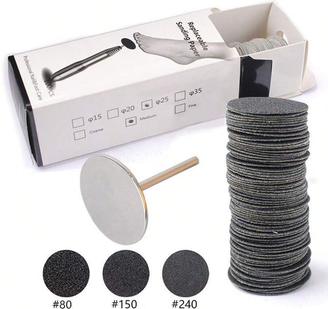 Easy Nail Schleifpapier mit Metallstiel, 100 Stück, Fußfeile für Füße - Bild 1