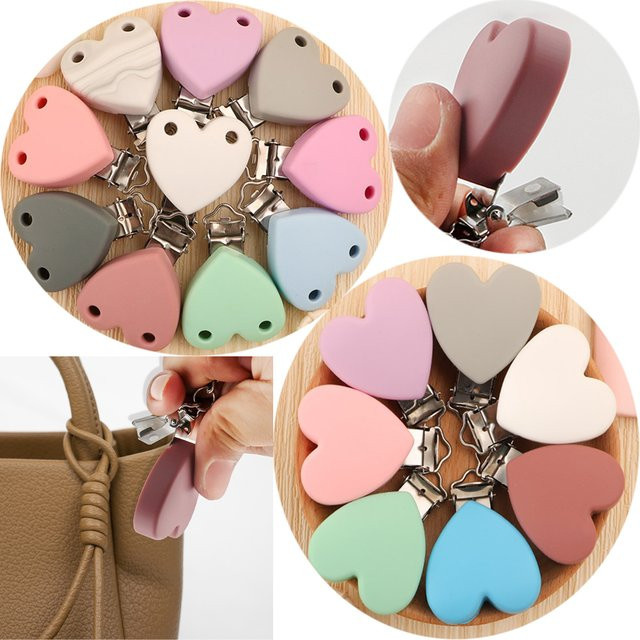 Metall Clips Herz, Silikon, für DIY Tasche Hut Kette Schlüsselbund - Bild 1