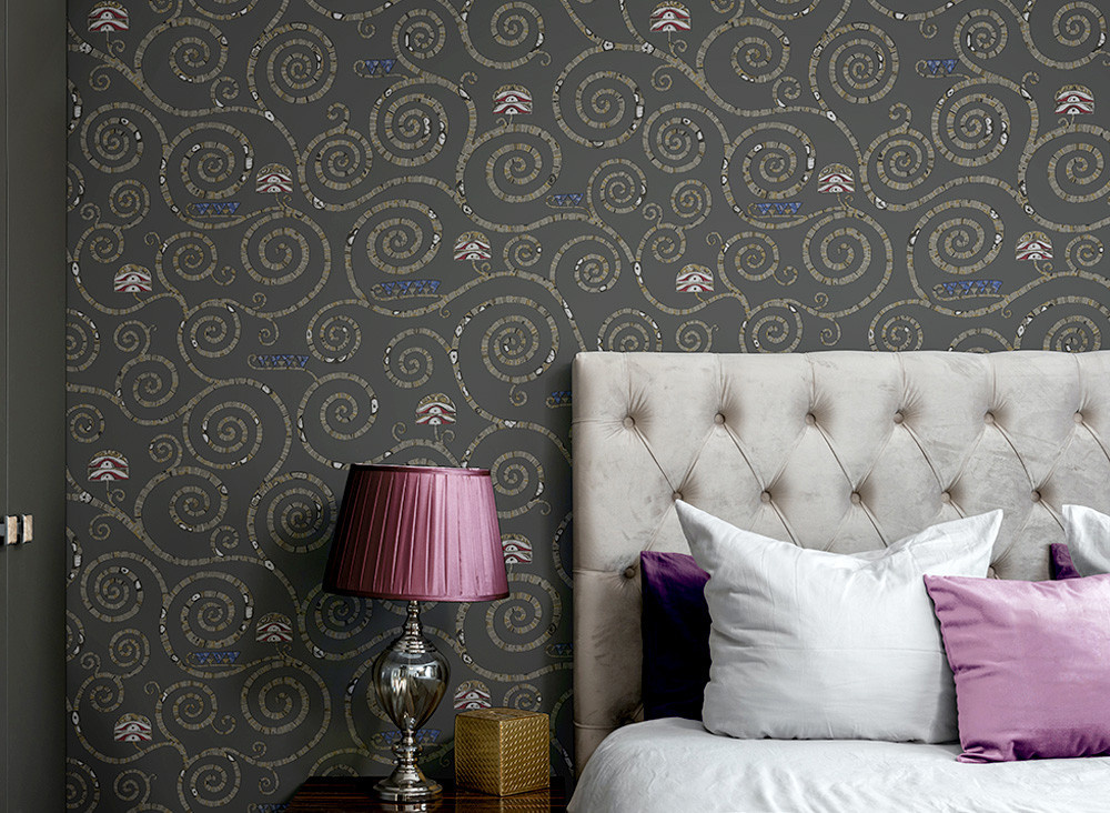 Jannelli & Volpi Tapete Stoclet 25603 in Grau mit geometrischem Art Nouveau Design aus Vinyl - Bild 1