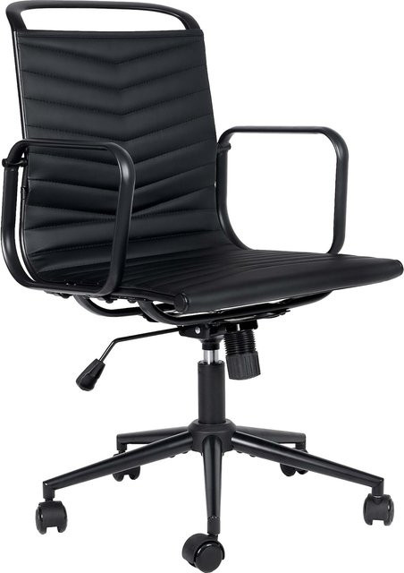CLP Bürostuhl Bakers ergonomisch mit Kunstlederbezug in Schwarz, höhenverstellbarer Schreibtischstuhl mit Kippmechanik, Armlehnen und Rollen, bis 150 kg belastbar - Bild 1