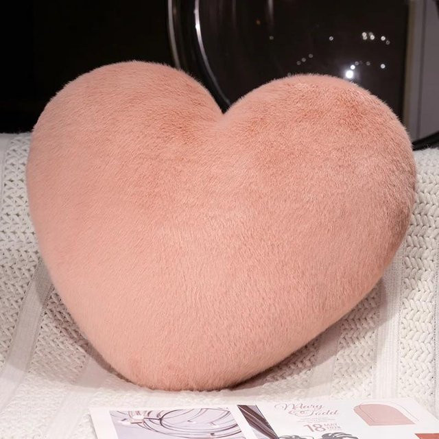 Weiches Herz Kissen in Pink als Plüschtier-Puppe zur Heimdeko, B/H: 40 x 45 cm - Bild 1