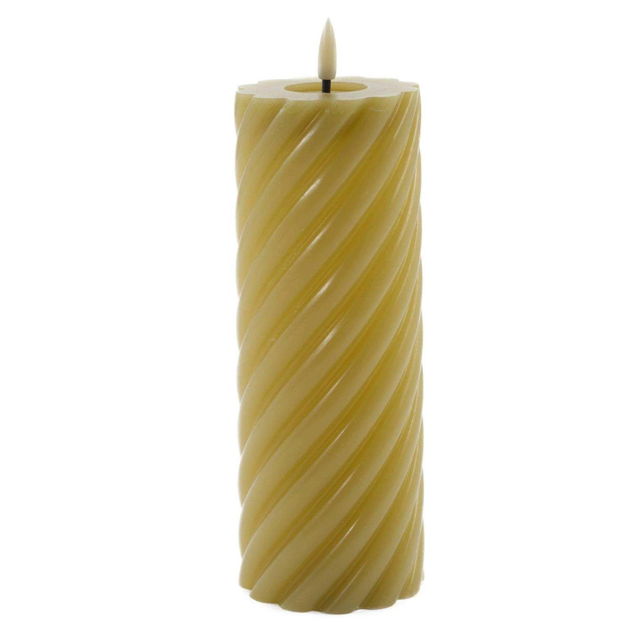 Mansion Swirl LED-Kerze Moos Grün mit Fernbedienung und Timer, Höhe: 20 cm, Durchmesser: 7,5 cm - Bild 1