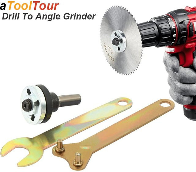 atooltour Winkelschleifer-Adapter für elektrische Bohrmaschinen Set in Silber mit Konverter, Flanschmutter und Verbindungsstange - Bild 1