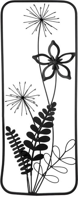 Gilde Wandrelief Black Flowers in Schwarz mit floralem Design, Breite: 61 cm, Höhe: 26 cm - Bild 1