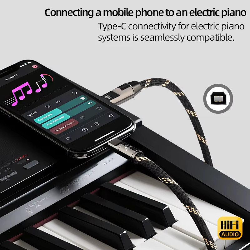 ATAUDIO HiFi USB-C auf USB 2.0 OTG-Kabel in Schwarz für MIDI, Digitalpiano und DAC - Bild 3