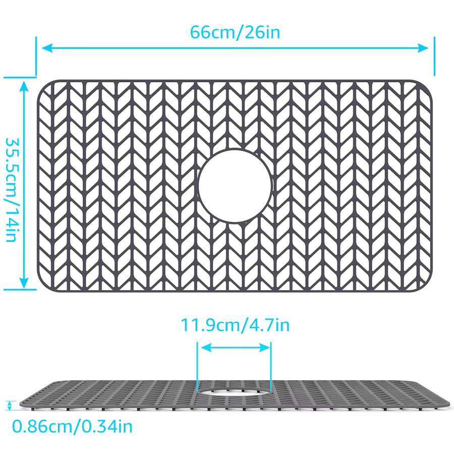 Willstar Silikon-Waschbeckenmatte in Grau, hitzebeständig und rutschfest, rechteckig, B/T: 66,0 x 35,5 cm - Bild 6