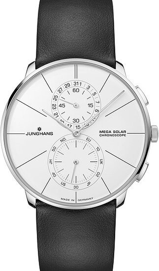 Junghans Chronograph, Solar, Edelstahl, 39,5 mm, Leder, Herren - Bild 1