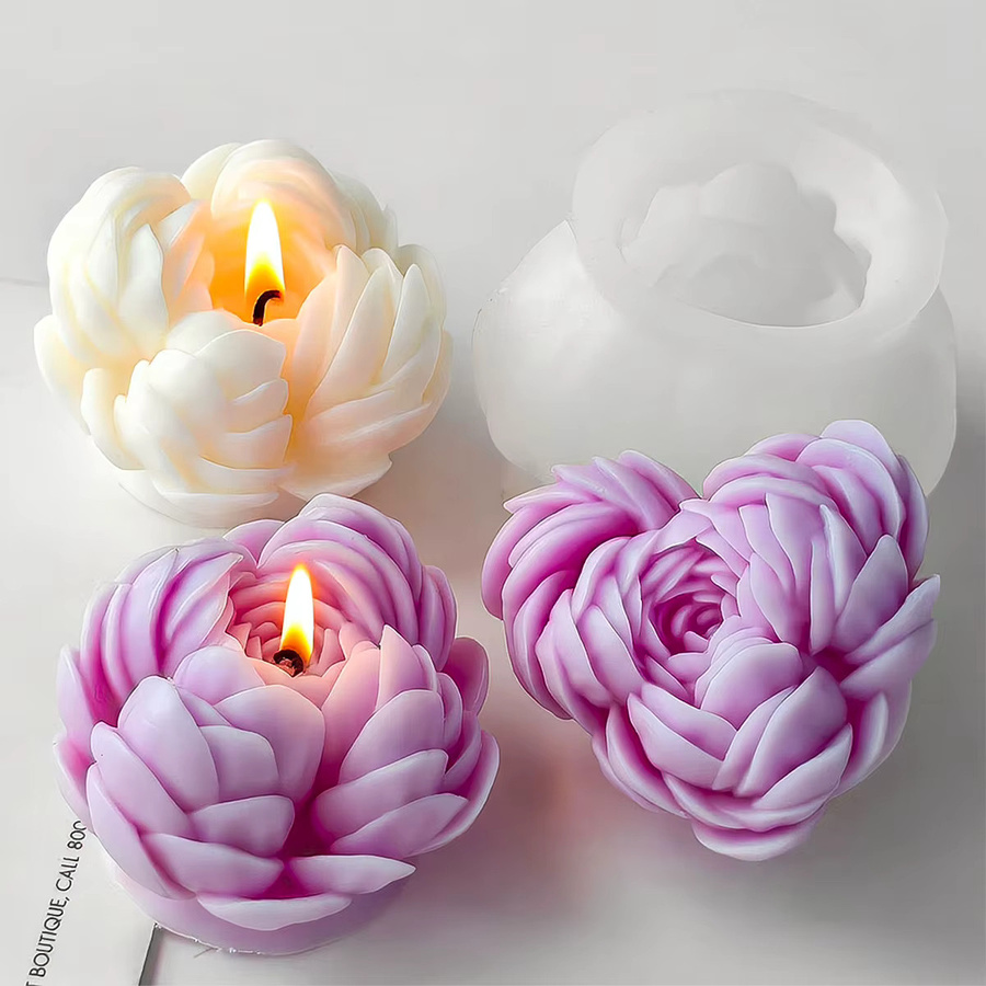 UDOCOOL Silikonform Pfingstrose für DIY Kerzen, Seife, Gips und Harz zur Gestaltung von 3D-Blumen-Deko und Geschenken - Bild 1