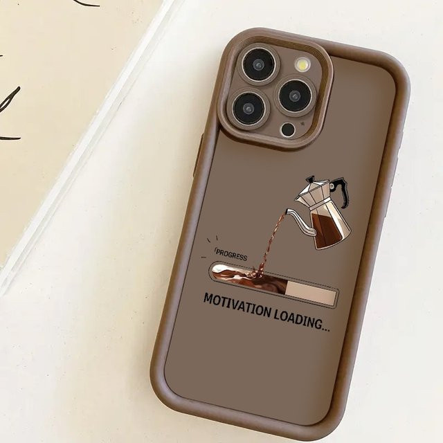 Strapazierfähige Handyhülle mit Kaffee-Voice-Bar-Muster in Braun für iPhone 17, 16, 15 Pro Max Plus - Bild 1