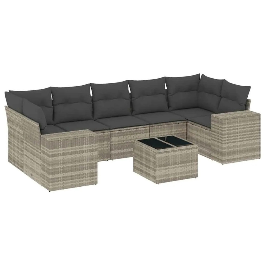 vidaXL 8-tlg Garten-Sofagarnitur in L-Form aus Poly-Rattan mit Kissen in Dunkelgrau-Hellgrau - Bild 2