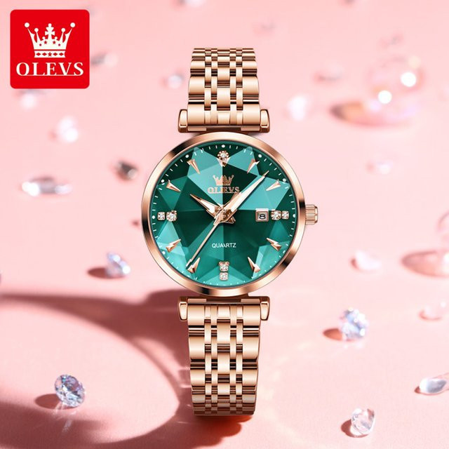 OLEVS Armbanduhr, Quarz, Edelstahl, Gold, Diamant, Damen - Bild 1