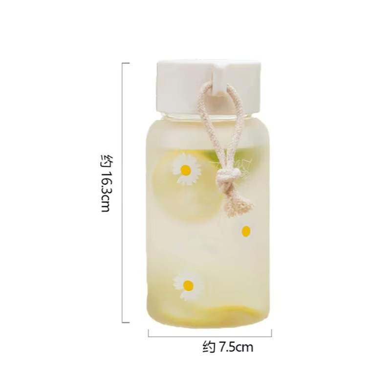 Venlohome Tragbare Kunststoff Wasserflasche mit Riemen und floralem Design, transparent, 500 ml - Bild 2