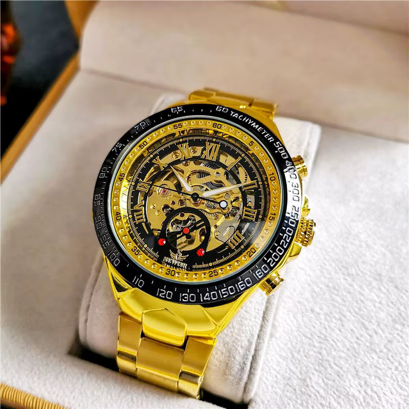 AOKULASIC Armbanduhr Automatik, Edelstahl, Gold, Herren - Bild 1