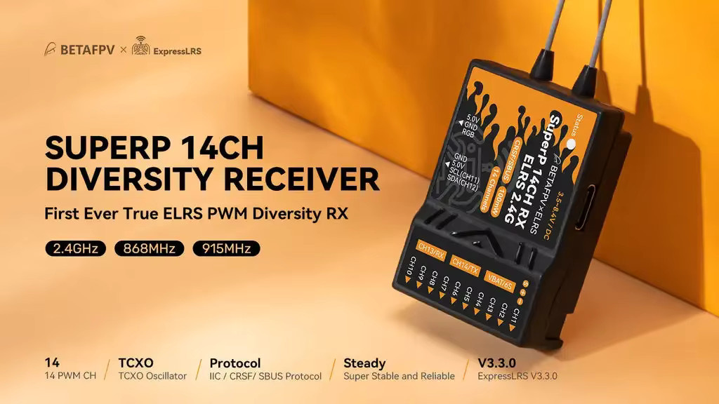 BETAFPV SuperP 14CH/SuperD ELRS 915M/2.4G Diversity-Empfänger - Bild 3