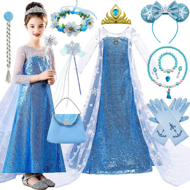 PAMABIBI Elsa Kleid, Prinzessin, Die Eiskönigin, Blau - Bild 1