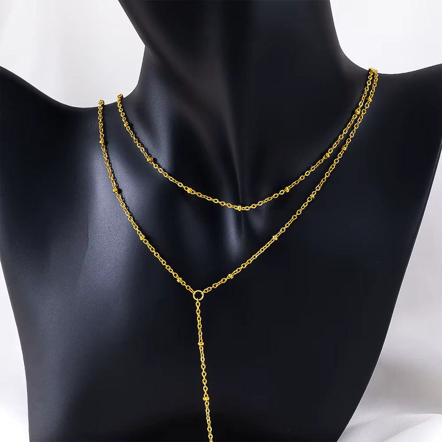 Lariat Halskette Edelstahl, Perle, Silber, 75 cm, Unisex - Bild 3