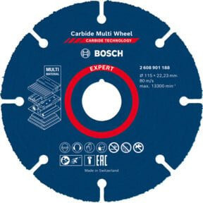 Bosch EXPERT Carbide Multi Wheel Trennscheibe Blau für Winkelschleifer mit X-LOCK und Spannmutter Durchmesser: 115 mm, Bohrung: 22,23 mm für Metall, Stein und Beton - Bild 1