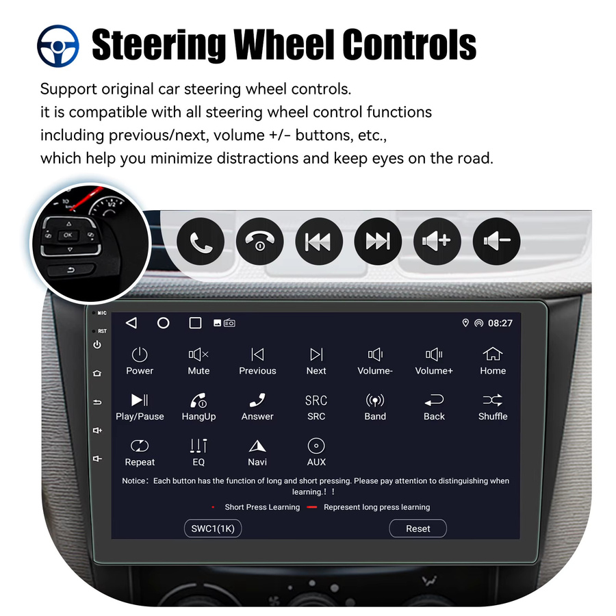 ESSGOO Kabelloses Multimedia-Autoradio mit Android Auto und CarPlay, Bluetooth, Schwarz - Bild 4