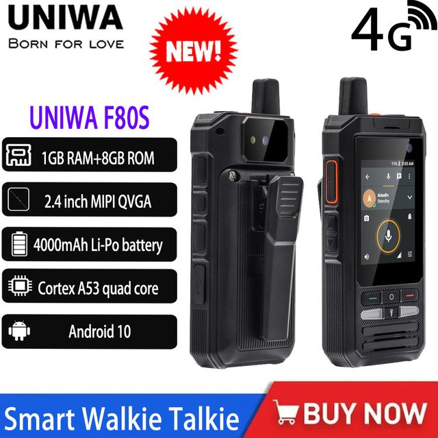UNIWA F80S Smart Walkie Talkie Smartphone mit Android 10, Zello PoC Radio, 1 GB RAM, 8 GB ROM, Dual SIM und 4000 mAh Akku in Schwarz - Bild 1