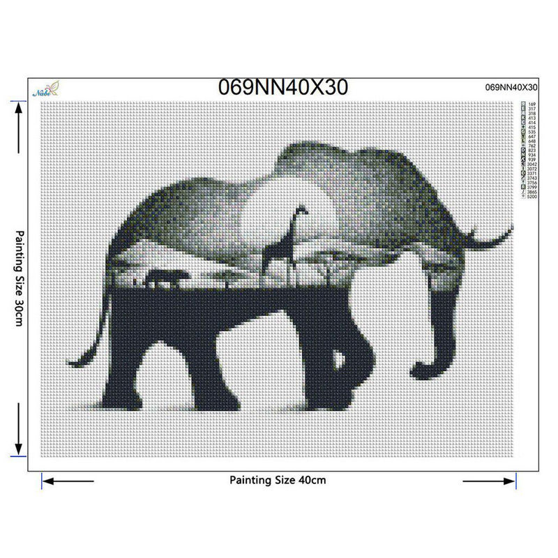FIYO Diamond Painting Elefant Wanddeko Schwarz B: 30 cm, H: 20 cm - Bild 2