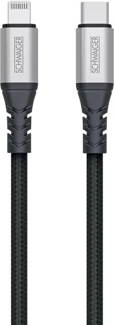 Schwaiger USB-C auf Lightning Ladekabel und Synchronisationskabel, Schwarz, 1,2 m - Bild 1