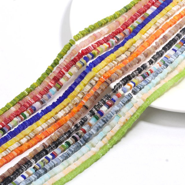 Laudsong Glas-Lampwork-Perlen, 4 mm, quadratisch, mehrfarbig - Bild 1