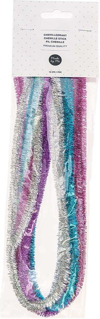 Rico Design Chenilledraht-Mix in Pastellfarben mit Glitter, 10 Stück, 50 cm - Bild 1
