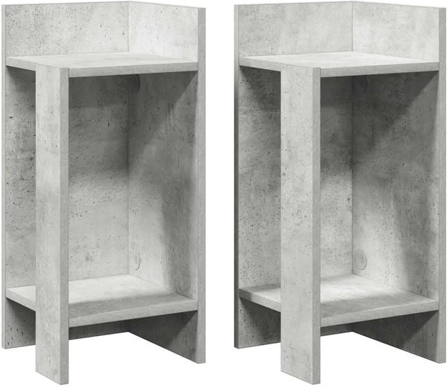 vidaXL Beistelltisch Set 2er Pack Betongrau mit Ablage, modern, B/T/H: 25,5 x 27 x 60 cm - Bild 1