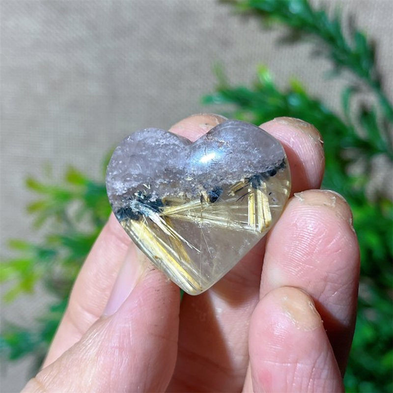 DriB Gold Rutil Quarz Mini Herz aus Naturkristall in Gold und Mehrfarbig - Bild 1
