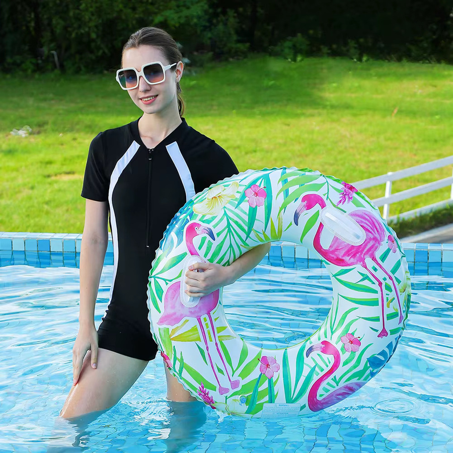 Blattförmiger Schwimmring mit Griff von CatXaa, aufblasbarer Achsel-Schwimmreifen aus PVC in Mehrfarbig für Erwachsene - Bild 4