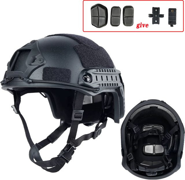 Mich2000 Riot Helm aus Glasfaser in Schwarz mit Visier für Polizei und Schutzausrüstung - Bild 1