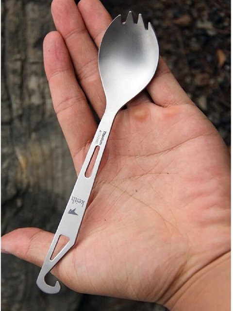 Keith Multifunktionaler Titan Spork Ti5311 Ultraleichtes Campingbesteck mit Flaschenöffner für Outdoor, Wandern und Picknick - Bild 1