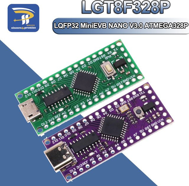 LGT8F328P-LQFP32 MiniEVB Entwicklungsboard mit USB-C und Micro USB kompatibel mit ATMEGA328 Nano V3.0 für Arduino - Bild 1