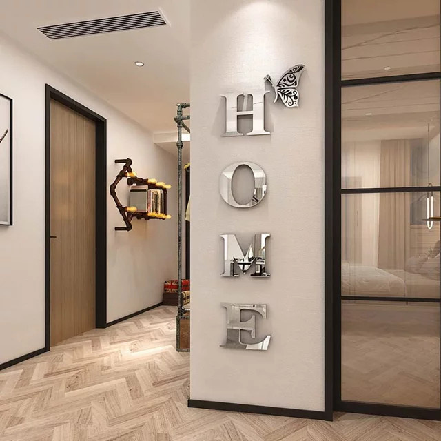 HOME 3D-Spiegel-Wandaufkleber zur Wandmontage als dekorative Eingangsdekoration - Bild 1