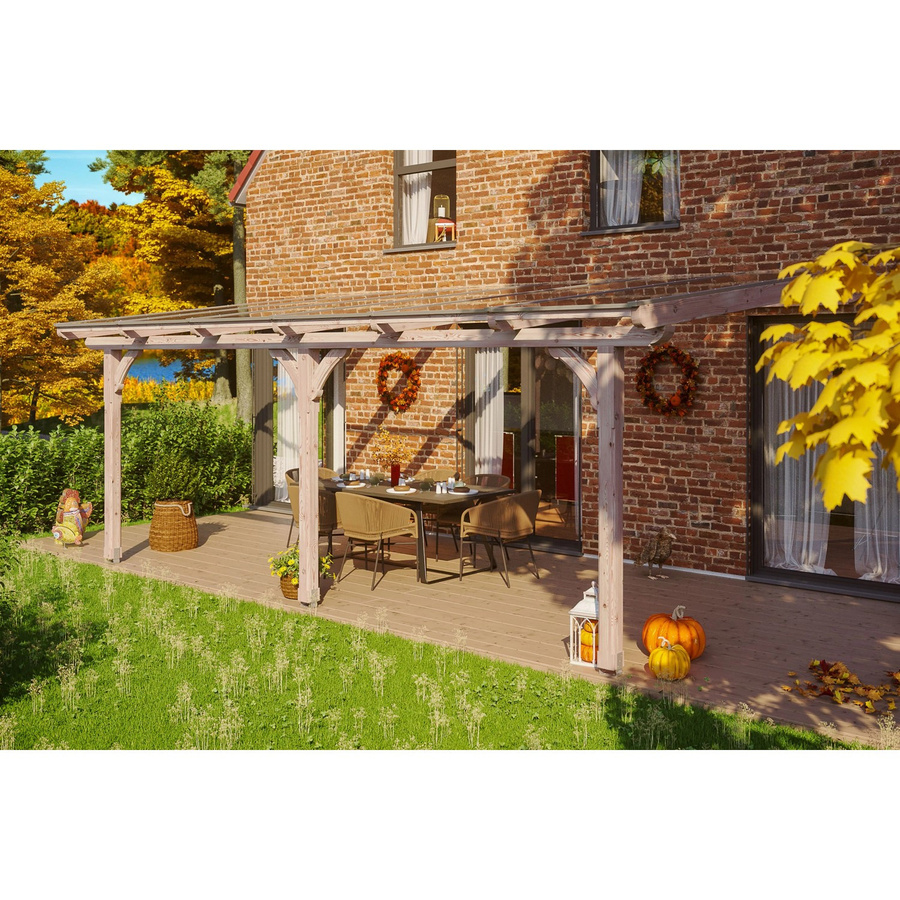SKANHOLZ Terrassenüberdachung Rimini in Beige mit Polycarbonat-Dach, B/T: 648 x 300 cm - Bild 3