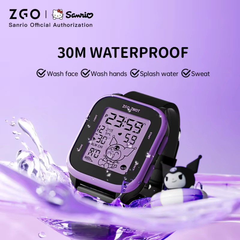 ZGO Sanrio Kuromi Digitaluhr, Kinder, Kunststoff, Schwarz, Eckig - Bild 4
